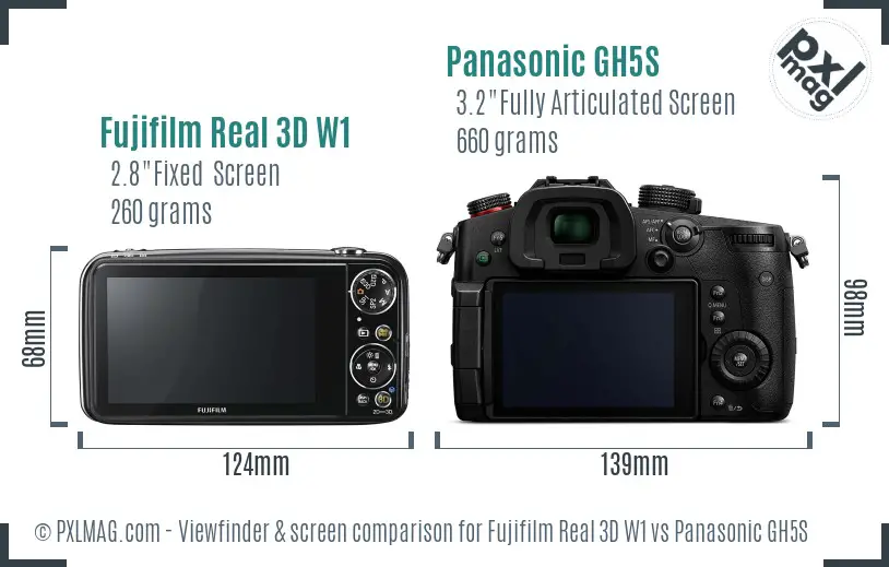 Fujifilm Real 3D W1 vs Panasonic GH5S Screen and Viewfinder comparison