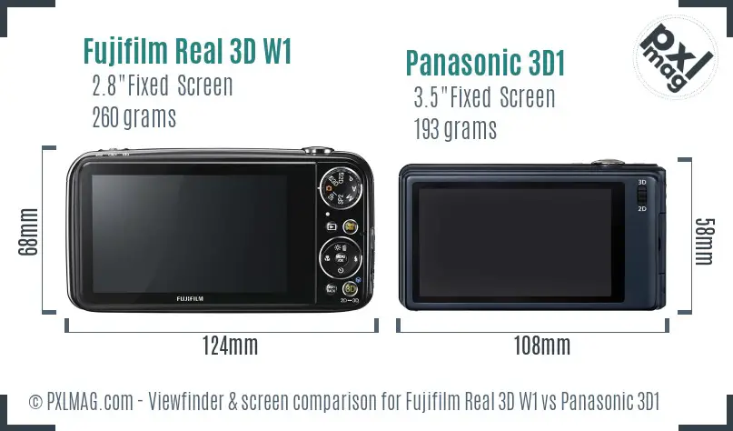Fujifilm Real 3D W1 vs Panasonic 3D1 Screen and Viewfinder comparison
