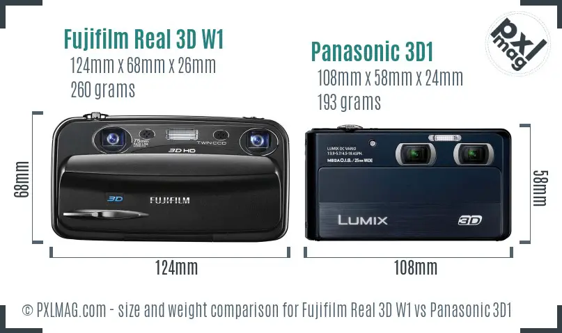 Fujifilm Real 3D W1 vs Panasonic 3D1 size comparison