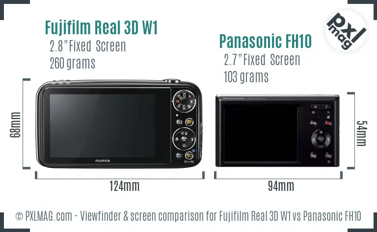 Fujifilm Real 3D W1 vs Panasonic FH10 Screen and Viewfinder comparison