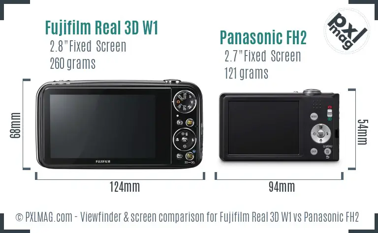 Fujifilm Real 3D W1 vs Panasonic FH2 Screen and Viewfinder comparison