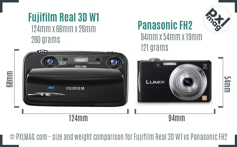 Fujifilm Real 3D W1 vs Panasonic FH2 size comparison