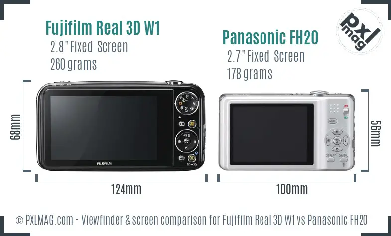 Fujifilm Real 3D W1 vs Panasonic FH20 Screen and Viewfinder comparison