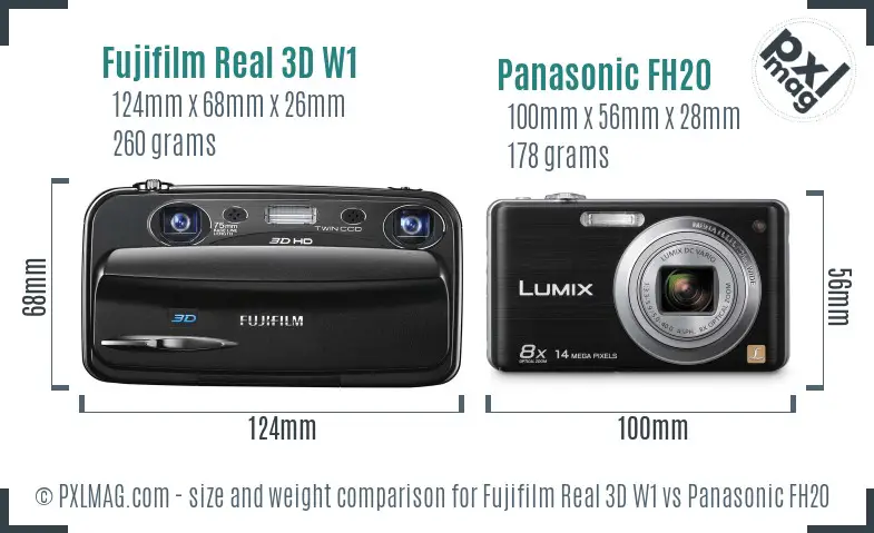 Fujifilm Real 3D W1 vs Panasonic FH20 size comparison