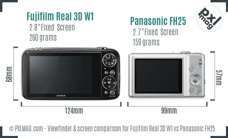 Fujifilm Real 3D W1 vs Panasonic FH25 Screen and Viewfinder comparison