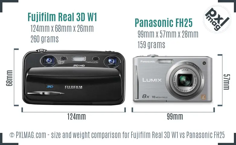 Fujifilm Real 3D W1 vs Panasonic FH25 size comparison