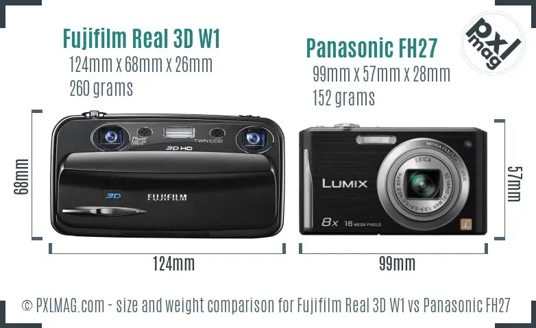 Fujifilm Real 3D W1 vs Panasonic FH27 size comparison