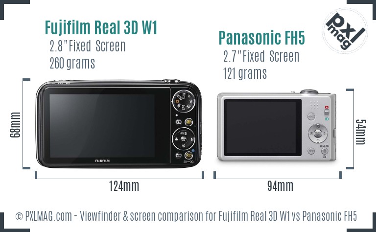 Fujifilm Real 3D W1 vs Panasonic FH5 Screen and Viewfinder comparison
