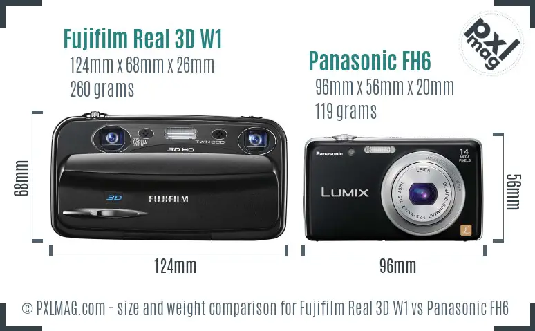 Fujifilm Real 3D W1 vs Panasonic FH6 size comparison