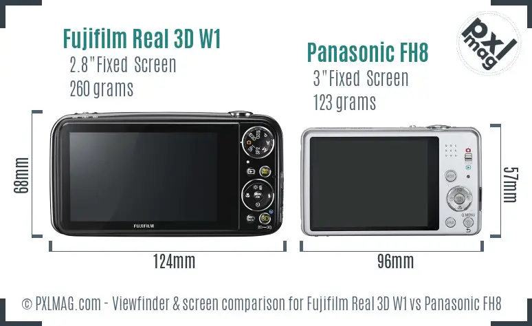 Fujifilm Real 3D W1 vs Panasonic FH8 Screen and Viewfinder comparison