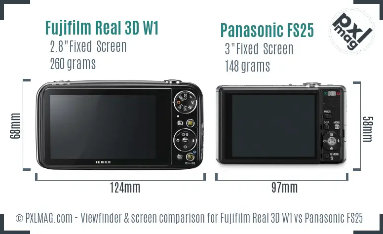 Fujifilm Real 3D W1 vs Panasonic FS25 Screen and Viewfinder comparison