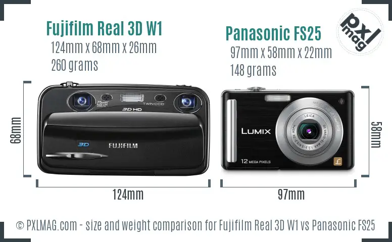 Fujifilm Real 3D W1 vs Panasonic FS25 size comparison