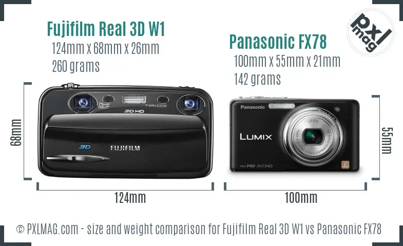 Fujifilm Real 3D W1 vs Panasonic FX78 size comparison