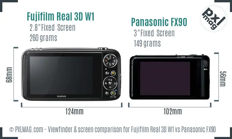 Fujifilm Real 3D W1 vs Panasonic FX90 Screen and Viewfinder comparison