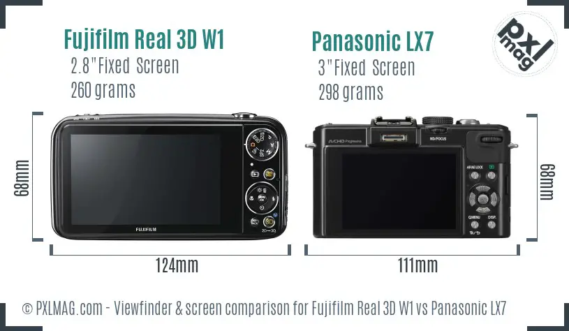 Fujifilm Real 3D W1 vs Panasonic LX7 Screen and Viewfinder comparison