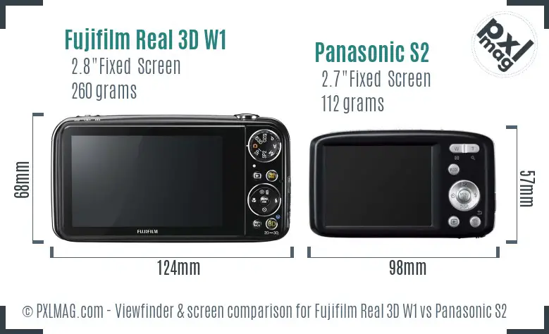 Fujifilm Real 3D W1 vs Panasonic S2 Screen and Viewfinder comparison Fujifilm Real 3D W1 vs Panasonic S2 Screen and Viewfinder comparison