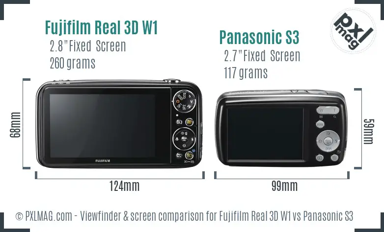 Fujifilm Real 3D W1 vs Panasonic S3 Screen and Viewfinder comparison Fujifilm Real 3D W1 vs Panasonic S3 Screen and Viewfinder comparison