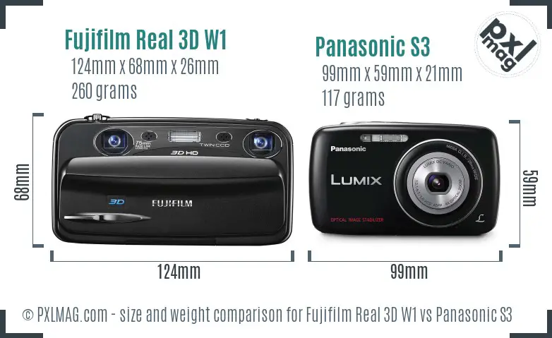 Fujifilm Real 3D W1 vs Panasonic S3 size comparison Fujifilm Real 3D W1 vs Panasonic S3 size comparison