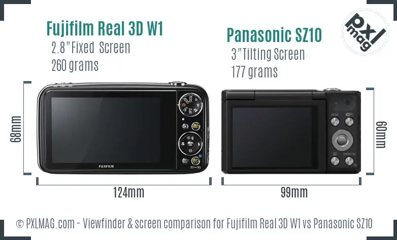 Fujifilm Real 3D W1 vs Panasonic SZ10 Screen and Viewfinder comparison