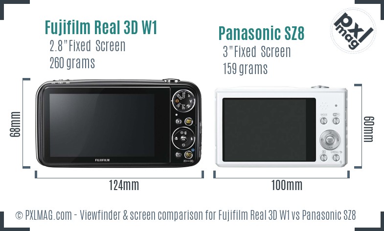 Fujifilm Real 3D W1 vs Panasonic SZ8 Screen and Viewfinder comparison