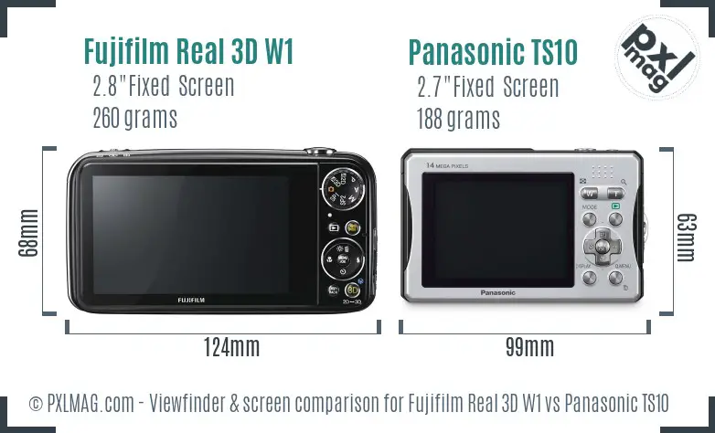 Fujifilm Real 3D W1 vs Panasonic TS10 Screen and Viewfinder comparison