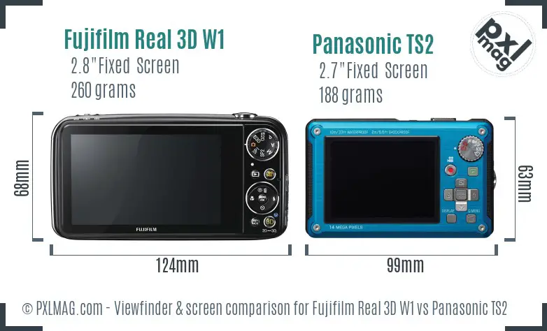 Fujifilm Real 3D W1 vs Panasonic TS2 Screen and Viewfinder comparison