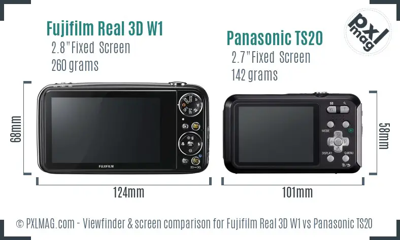 Fujifilm Real 3D W1 vs Panasonic TS20 Screen and Viewfinder comparison