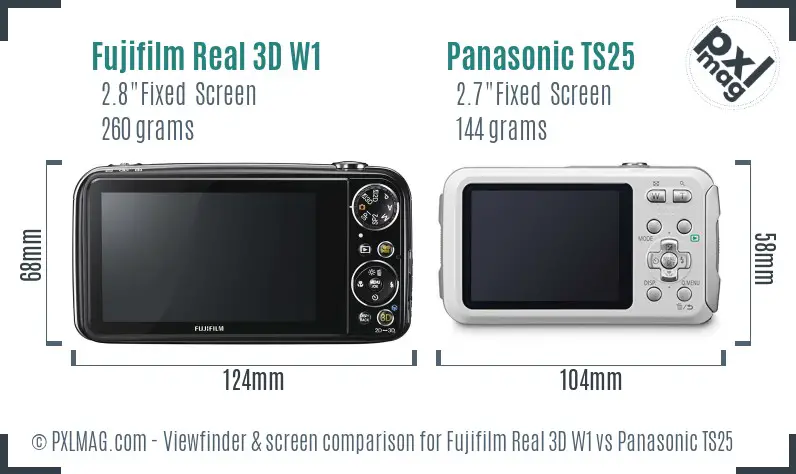 Fujifilm Real 3D W1 vs Panasonic TS25 Screen and Viewfinder comparison