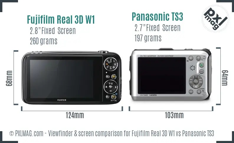 Fujifilm Real 3D W1 vs Panasonic TS3 Screen and Viewfinder comparison Fujifilm Real 3D W1 vs Panasonic TS3 Screen and Viewfinder comparison