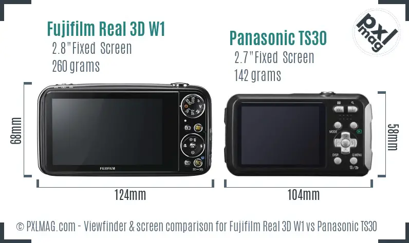 Fujifilm Real 3D W1 vs Panasonic TS30 Screen and Viewfinder comparison