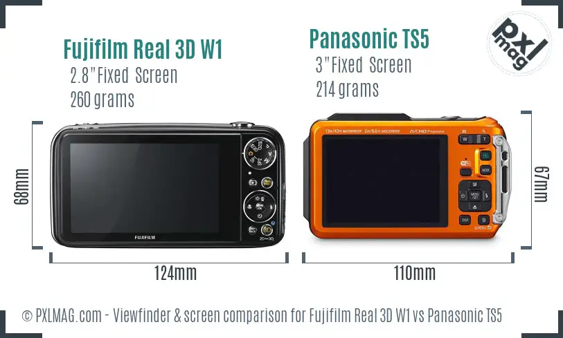 Fujifilm Real 3D W1 vs Panasonic TS5 Screen and Viewfinder comparison