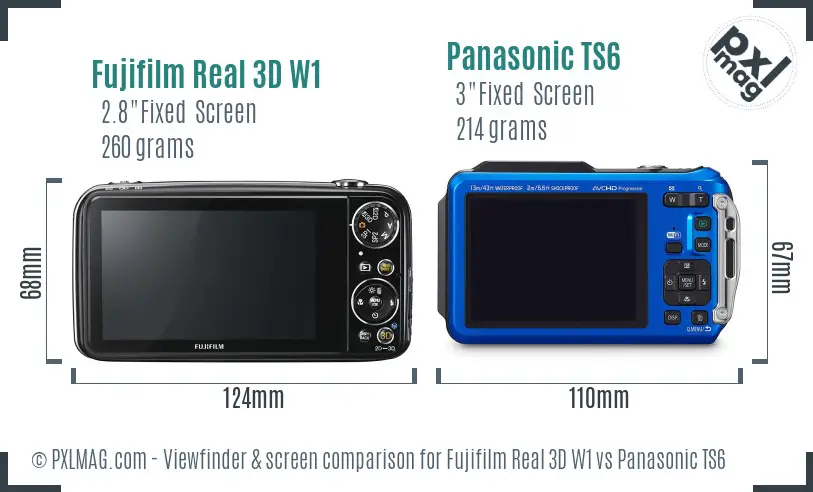Fujifilm Real 3D W1 vs Panasonic TS6 Screen and Viewfinder comparison