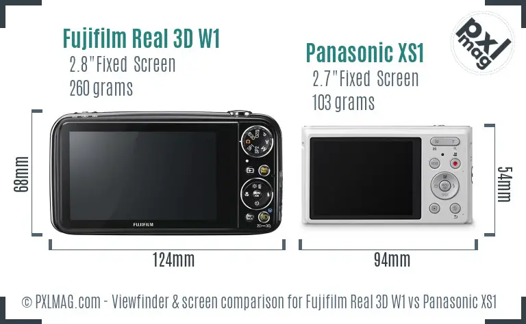 Fujifilm Real 3D W1 vs Panasonic XS1 Screen and Viewfinder comparison