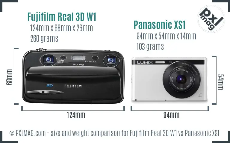 Fujifilm Real 3D W1 vs Panasonic XS1 size comparison