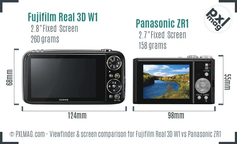 Back screen comparison between Fujifilm Real 3D W1 and Panasonic ZR1