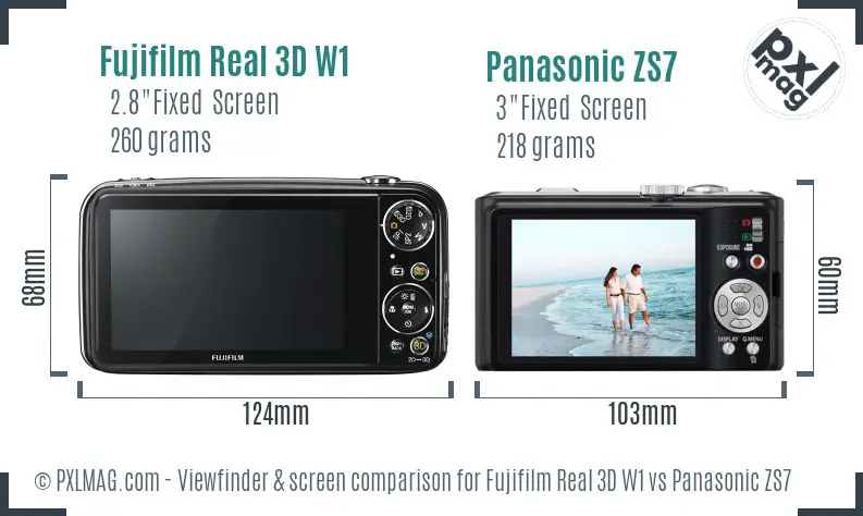 Fujifilm Real 3D W1 vs Panasonic ZS7 Screen and Viewfinder comparison