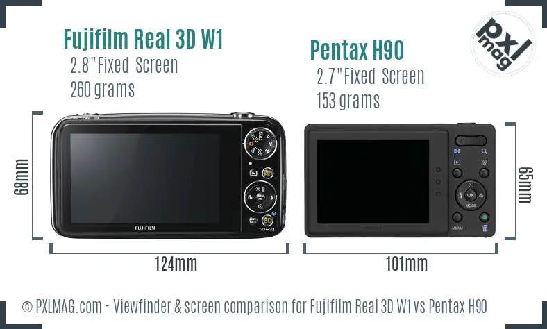 Fujifilm Real 3D W1 vs Pentax H90 Screen and Viewfinder comparison