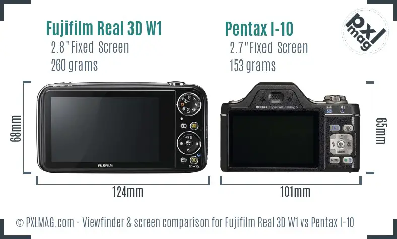 Fujifilm Real 3D W1 vs Pentax I-10 Screen and Viewfinder comparison