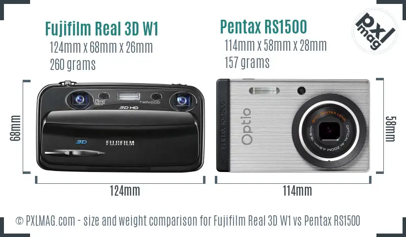 Fujifilm Real 3D W1 vs Pentax RS1500 size comparison Fujifilm Real 3D W1 vs Pentax RS1500 size comparison