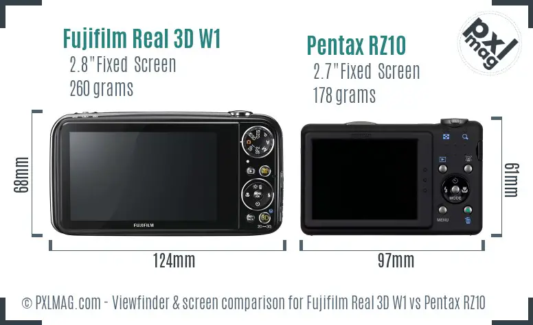 Fujifilm Real 3D W1 vs Pentax RZ10 Screen and Viewfinder comparison