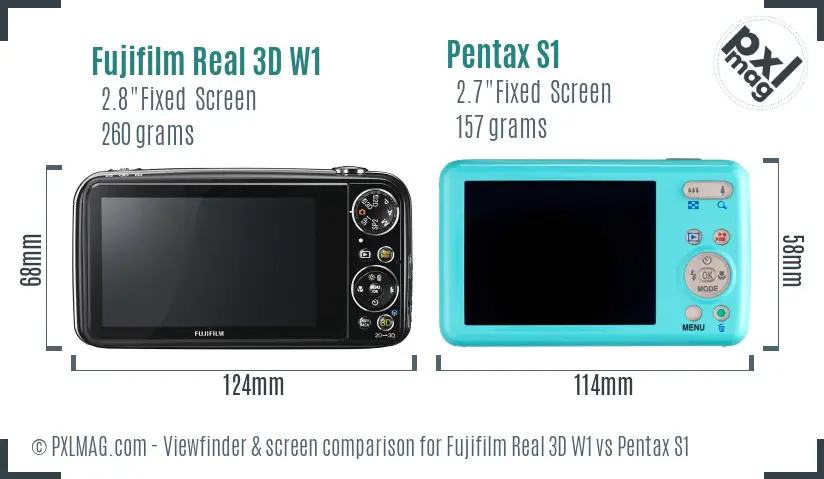 Fujifilm Real 3D W1 vs Pentax S1 Screen and Viewfinder comparison