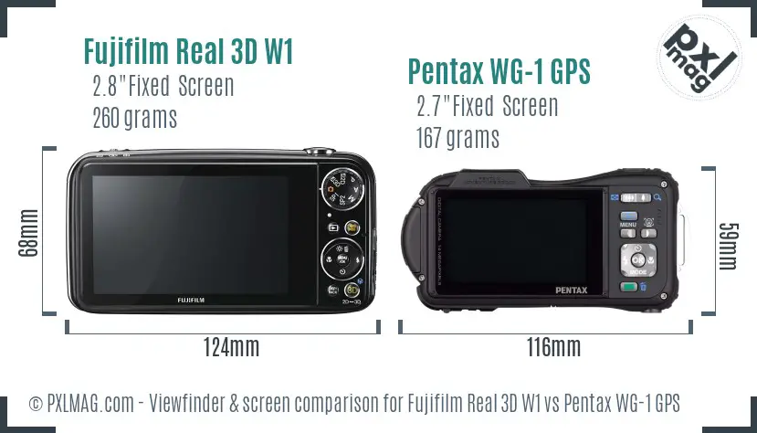 Fujifilm Real 3D W1 vs Pentax WG-1 GPS Screen and Viewfinder comparison