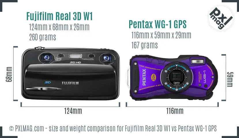 Fujifilm Real 3D W1 vs Pentax WG-1 GPS size comparison