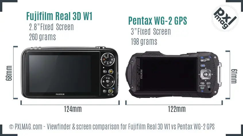 Fujifilm Real 3D W1 vs Pentax WG-2 GPS Screen and Viewfinder comparison