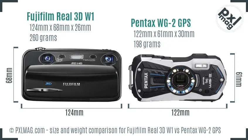 Fujifilm Real 3D W1 vs Pentax WG-2 GPS size comparison