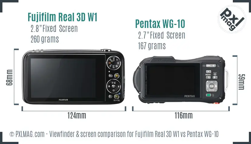 Fujifilm Real 3D W1 vs Pentax WG-10 Screen and Viewfinder comparison