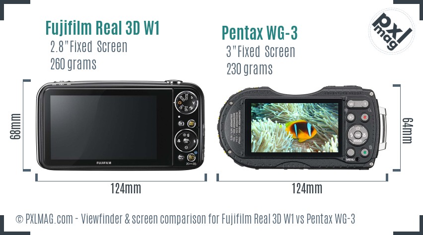 Fujifilm Real 3D W1 vs Pentax WG-3 Screen and Viewfinder comparison