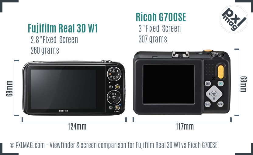 Fujifilm Real 3D W1 vs Ricoh G700SE Screen and Viewfinder comparison