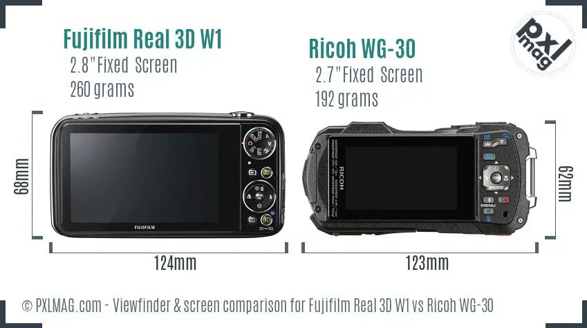 Fujifilm Real 3D W1 vs Ricoh WG-30 Screen and Viewfinder comparison Fujifilm Real 3D W1 vs Ricoh WG-30 Screen and Viewfinder comparison