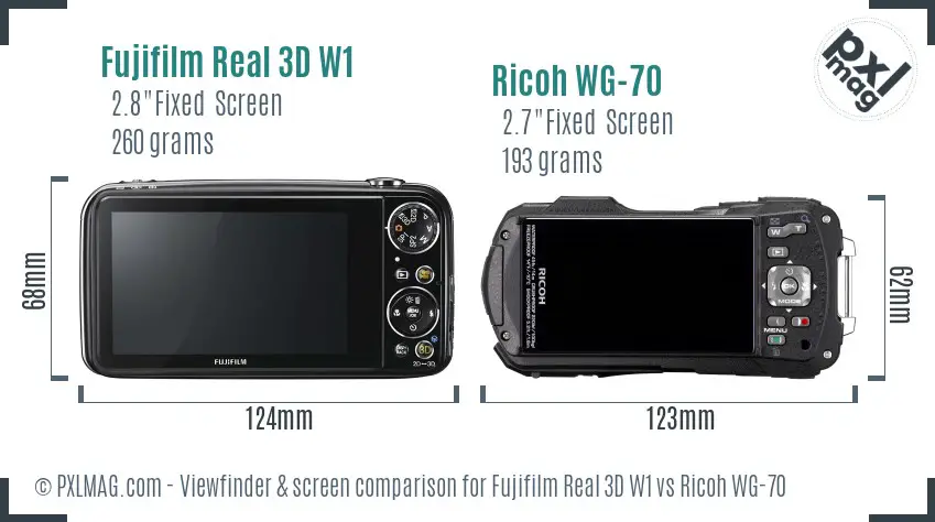 Fujifilm Real 3D W1 vs Ricoh WG-70 Screen and Viewfinder comparison